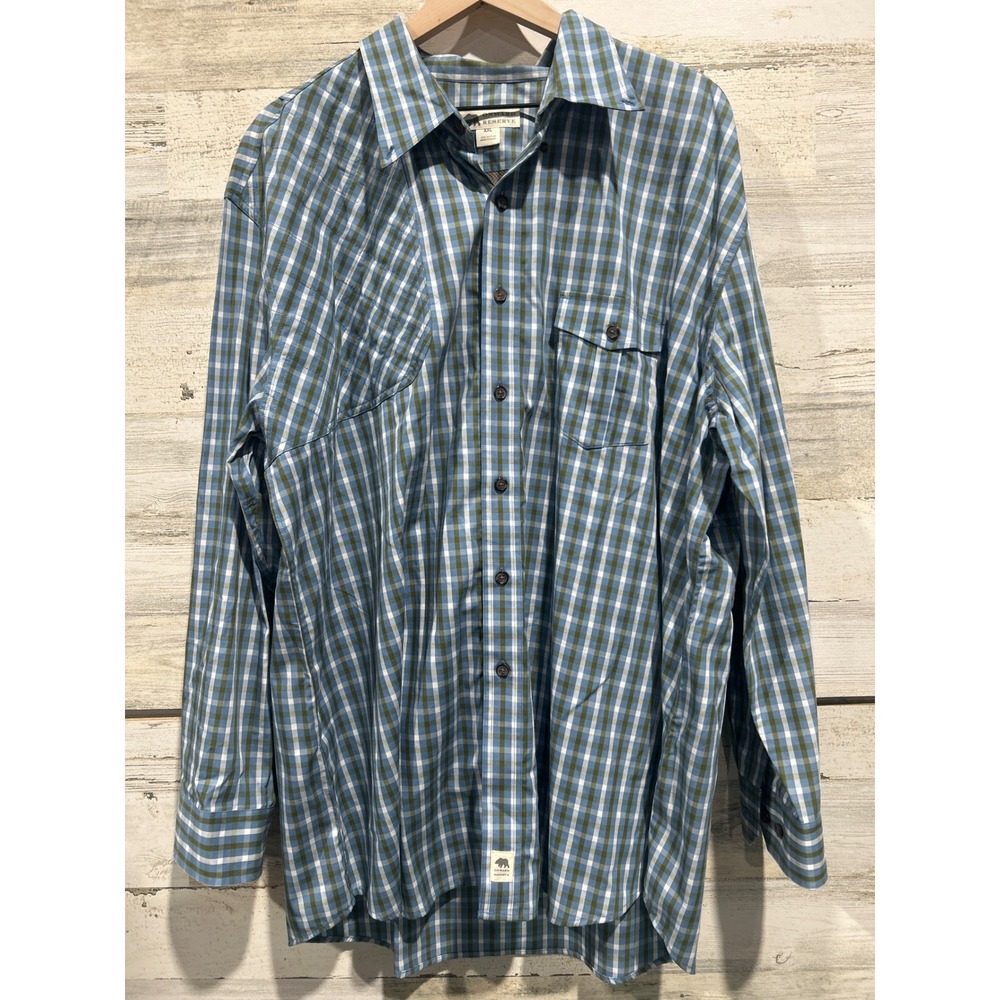 Onward Reserve Button Down Men XXL Blue Green Plaid Gingham Preppy EUC